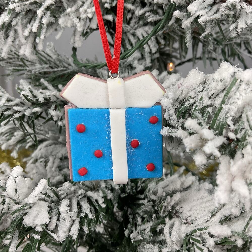 Christmas Tree Ornament-Blue With Red Polka Dots Gift-The Bridge Collection